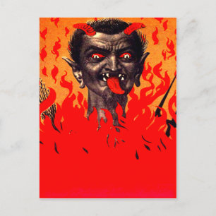 Carte Postale Krampus émergeant de l'enfer