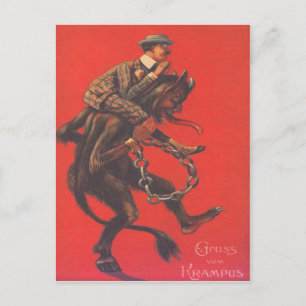 Carte Postale Krampus enlevant un adulte