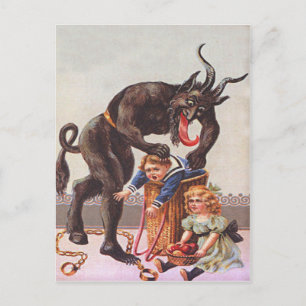 Carte Postale Krampus enlève des enfants