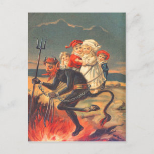 Carte Postale Krampus enlève des enfants