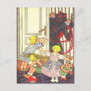 Carte Postale Krampus Kidnapping de mauvais enfants