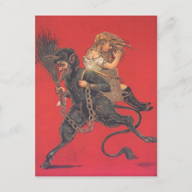 Carte Postale Krampus Kidnapping fille (Devant)