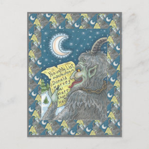 CARTE POSTALE KRAMPUS NAUGHTLIST, HISTOIRE DE NOËL CRAYANTE