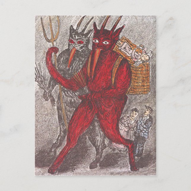 Carte Postale Krampus prend l'enfant (Devant)