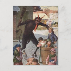 Carte Postale Krampus Punir les enfants enlevés hiver