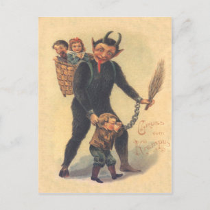Carte Postale Krampus Punissant le mauvais enfant