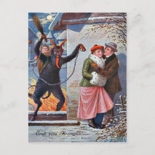 Carte Postale Krampus Punissant les mauvais adultes