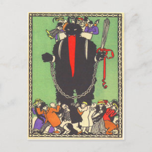 Carte Postale Krampus rassemblant les mauvais sujets