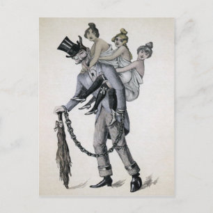 Carte Postale Krampus vintage Avec Dames