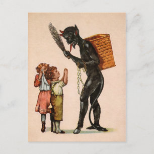 Carte Postale Krampus vintage avec enfants