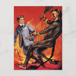 Carte Postale Krampus vintage en enfer