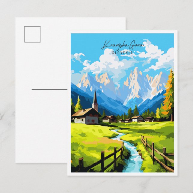 Carte Postale Kranjska Gora Slovénie illustration de voyage vint (Devant / Derrière)