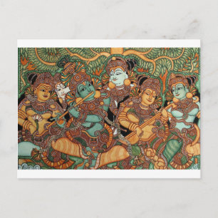CARTE POSTALE KRISHNA JOUER À LA FLUTE
