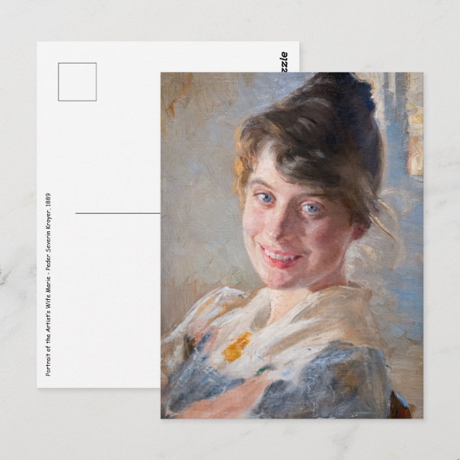 Carte Postale Kroyer - Portrait de l'épouse de l'artiste Marie (Devant / Derrière)