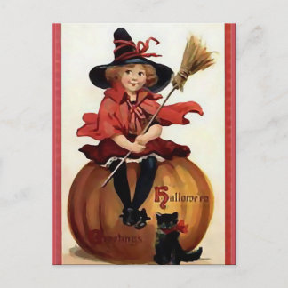 Carte Postale KRW Little Witch Halloween Vintage