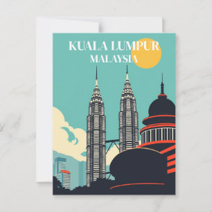 Carte Postale Kuala Lumpur Malaisie Paysage Urbain Rétro 