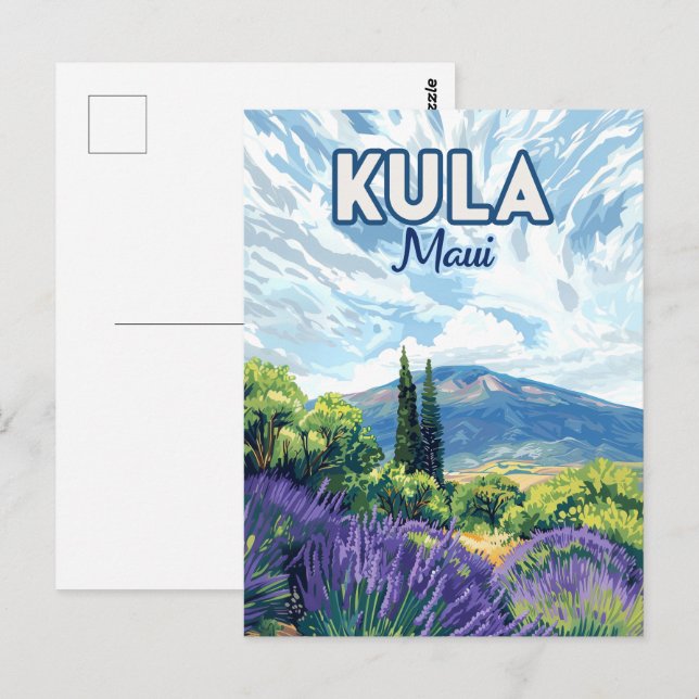 Carte Postale Kula Maui Haleakala Hawaii Lavender Retro (Devant / Derrière)