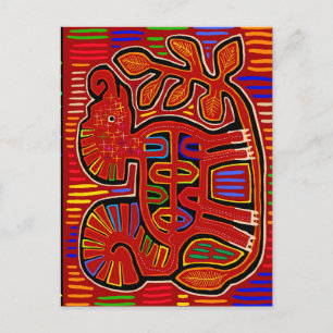 Carte Postale Kuna Indian Baby Elephant - Mola Folk Art