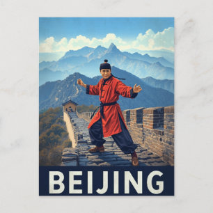 Carte Postale Kung Fu de la Grande Muraille de Pékin vintage