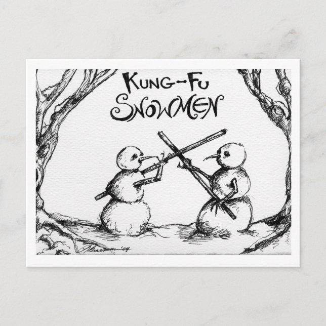 Carte Postale Kung Fu Snowmen (Devant)