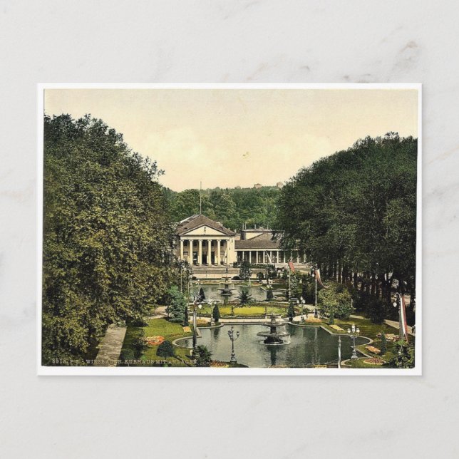 Carte Postale Kurhaus et environs, Wiesbaden, Hesse-Nassau, (Devant)