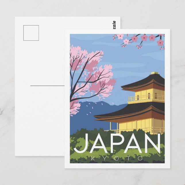 Carte Postale Kyoto Japon célèbre l'illustration des lieux de vo (Devant / Derrière)