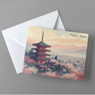 Carte Postale Kyoto Japon Temple Fleur de Cerisier Art – Sapura