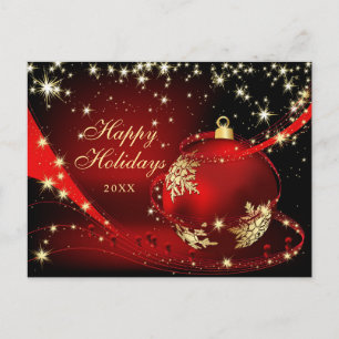Carte Postale La Balle de Noël Rouge et l'or rouge