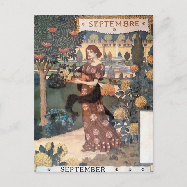 Carte Postale La Belle Jardinière - Septembre - Eugène Grasset (Devant)