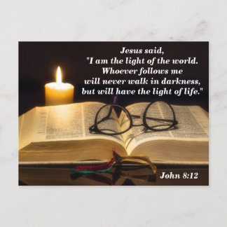 Carte Postale La Bible Verse Jean 8:12 Jésus est lumière du mond