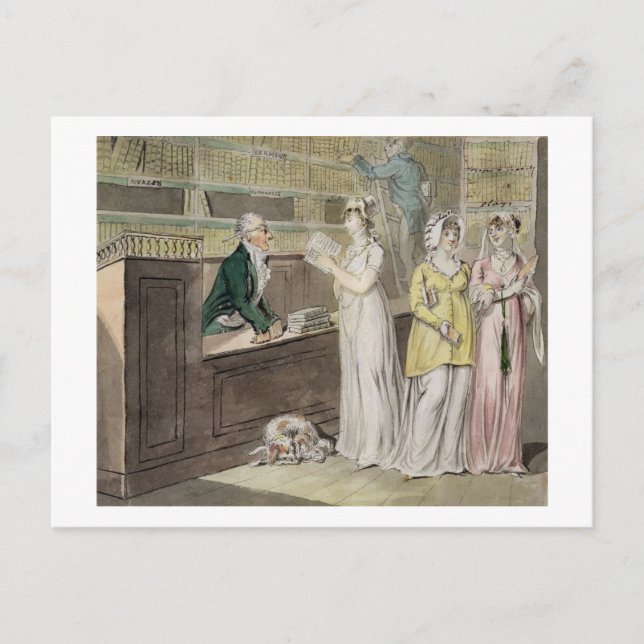 Carte Postale La bibliothèque circulante (stylo et encre et w/c  (Devant)