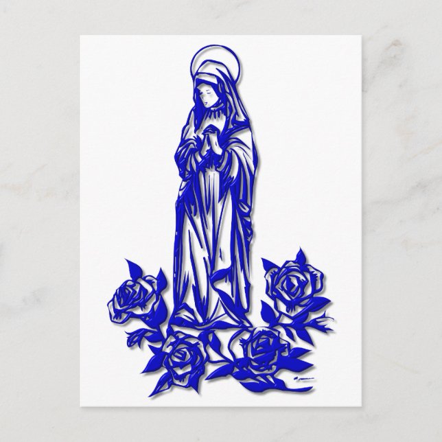 Carte Postale La Bienheureuse Vierge Marie (avec des roses bleus (Devant)