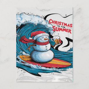 Carte Postale La bière de Noël Surfing de Frosty