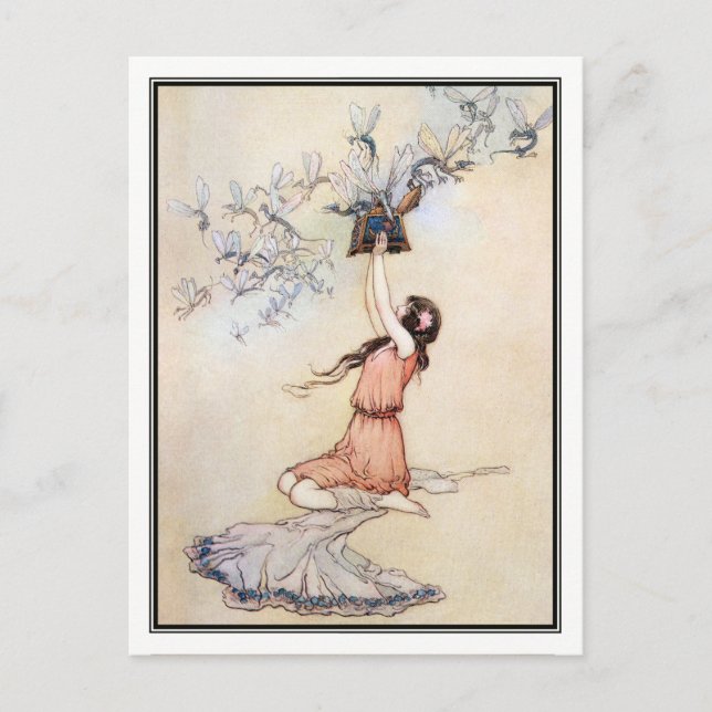 Carte Postale La boîte de Pandore par Warwick Goble (Devant)