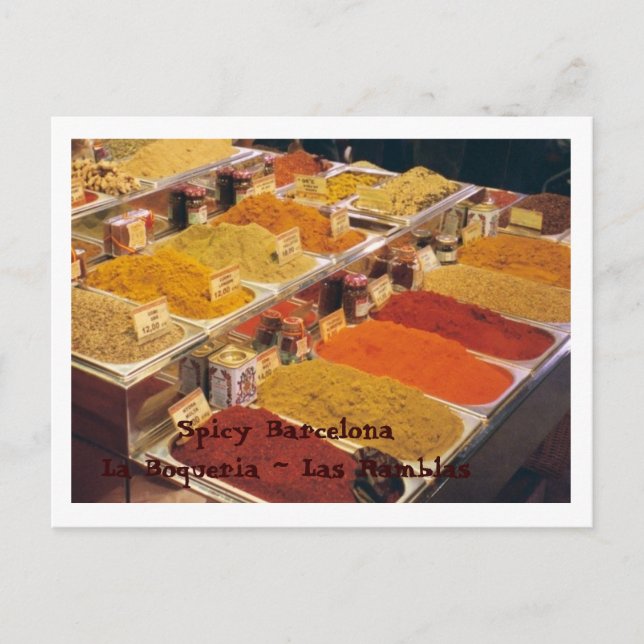 Carte Postale La Boqueria - Épices pour votre repas (Devant)