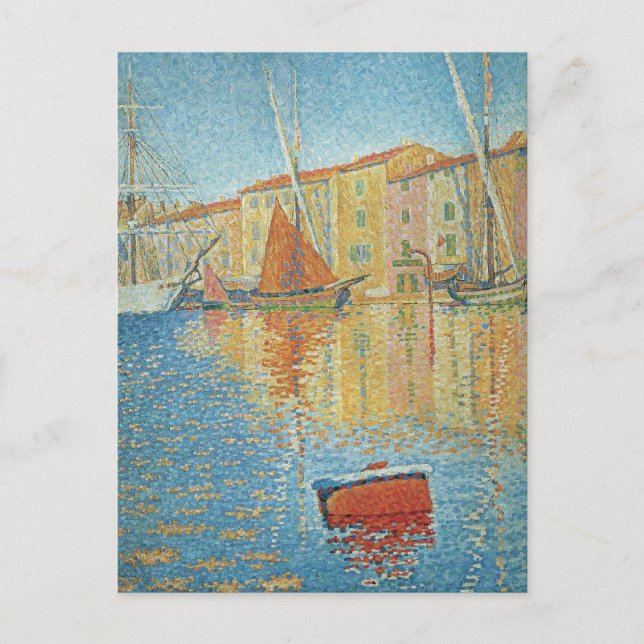 Carte Postale La Bouée Rouge par Paul Signac, Pointillisme Vinta (Devant)