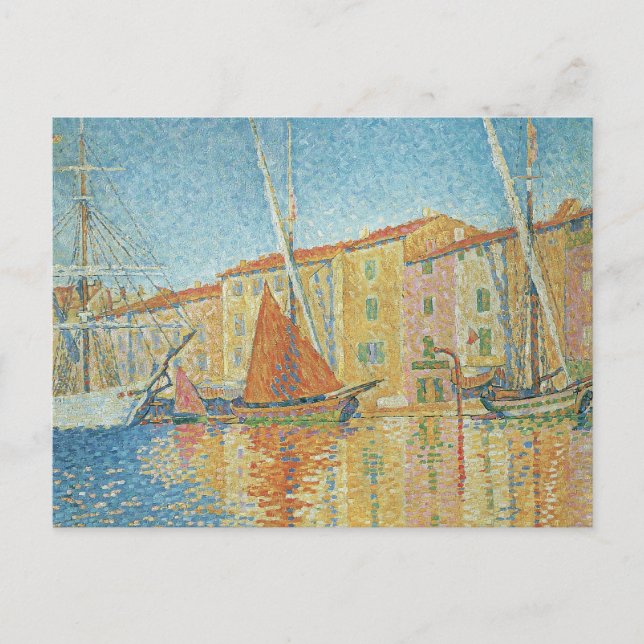 Carte Postale La Bouée Rouge par Paul Signac, Pointillisme Vinta (Devant)