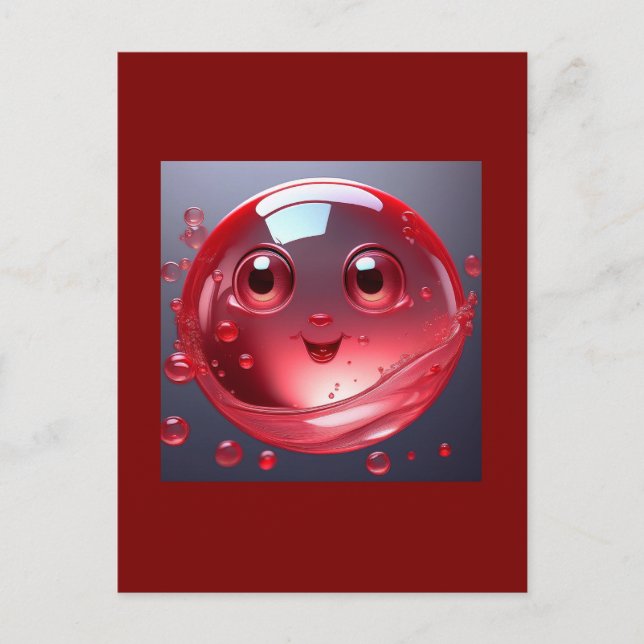 Carte Postale La bulle de l'eau rouge Emoji (Devant)