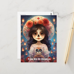 Carte Postale 🌹 La Calavera Catrina : Les fleurs de la vie 🌹