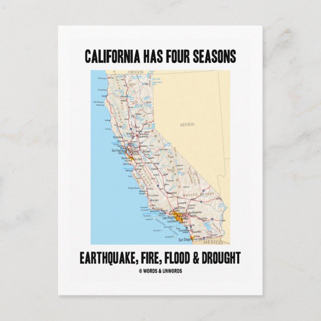 Carte Postale La Californie Compte Quatre Saisons D'Inondations  (Devant)
