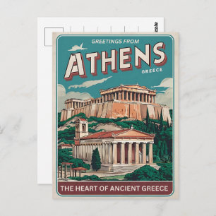 Carte Postale La capitale vintage d'Athènes de Grèce cadeaux