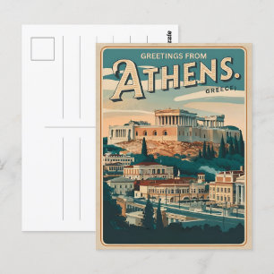Carte Postale La capitale vintage d'Athènes de Grèce cadeaux