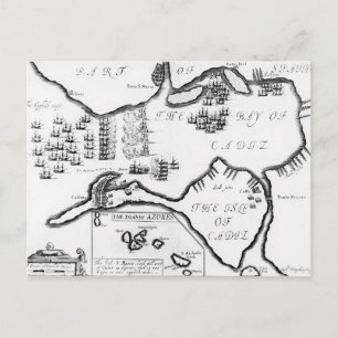 Carte Postale La capture de Cadix en 1596 (gravure)