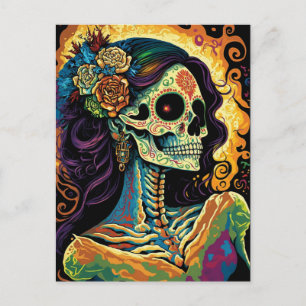Carte Postale La Catrina Day of Dead Mexican Skeleton Art