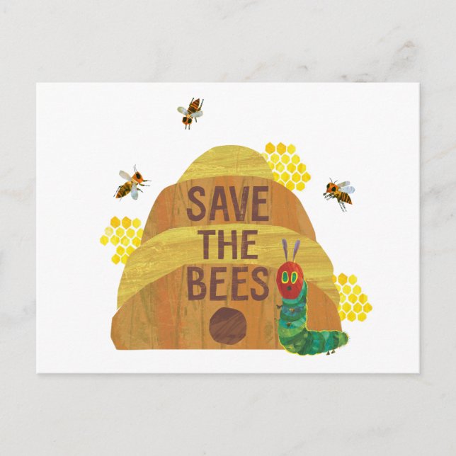 Carte Postale La chenille très affamée Sauvez les abeilles (Devant)