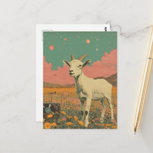 Carte Postale La chèvre dans le pré