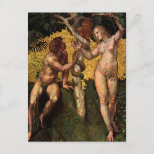 Carte Postale La chute - Adam et Ève par Raphael Sanzio