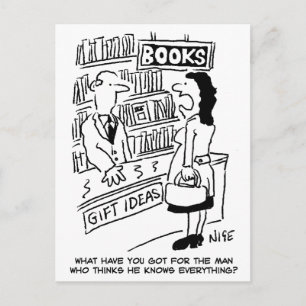 Carte Postale La clientele d'une librairie demande une question