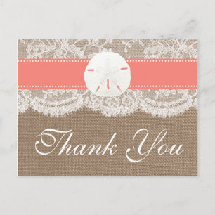 Carte Postale La collection de mariage Coral Sand Dollar Beach
