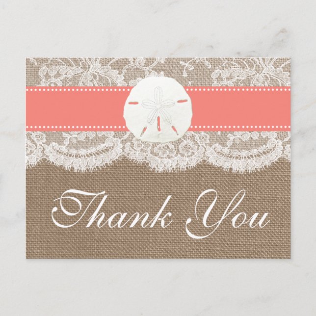 Carte Postale La collection de mariage Coral Sand Dollar Beach (Devant)
